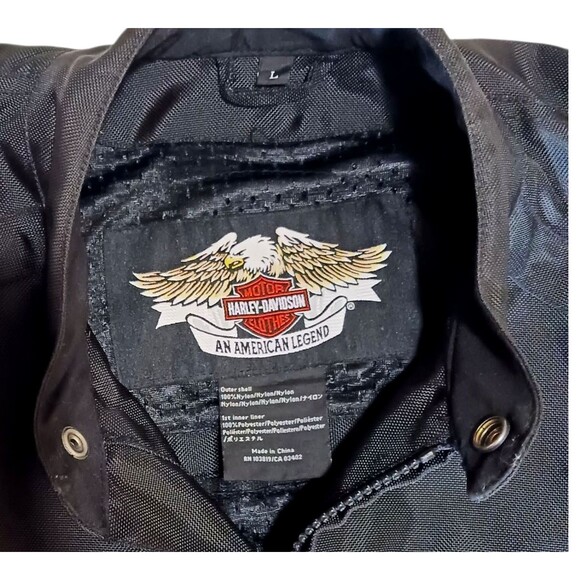 Harley Davidson Motorcycle Jacket Men's Large Black Nylon Lined Logo Spell Out - Picture 10 of 11